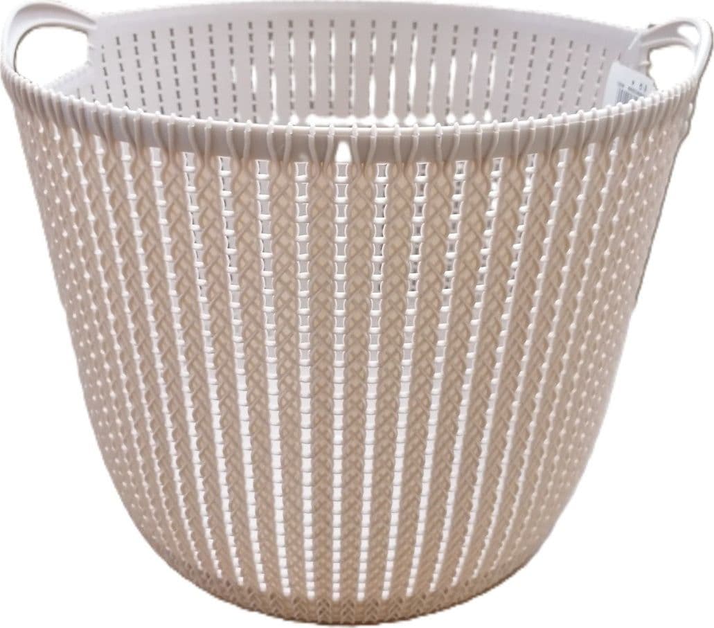 MASTER CASA - CESTA IN PLASTICA CON 2 MANICI BEIGE 39.5X37X32 CM