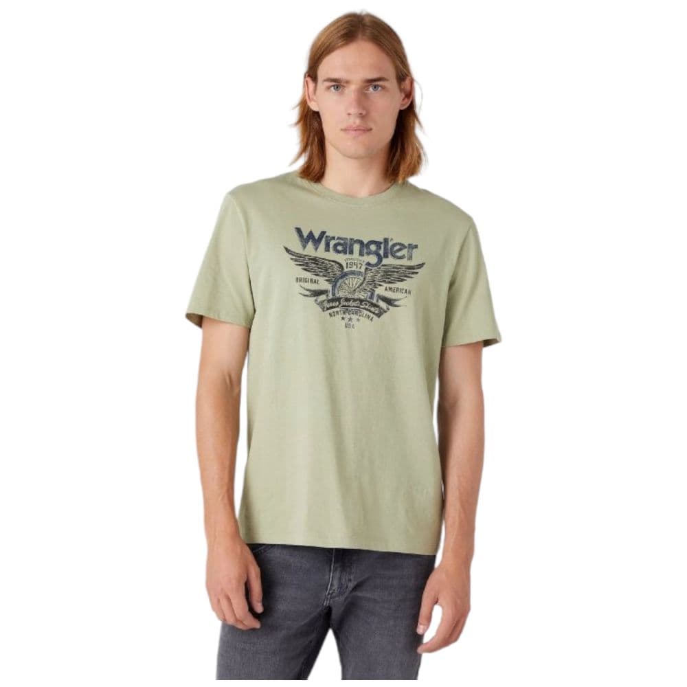 Wrangler t-shirt verde stampa America W70PEEG15