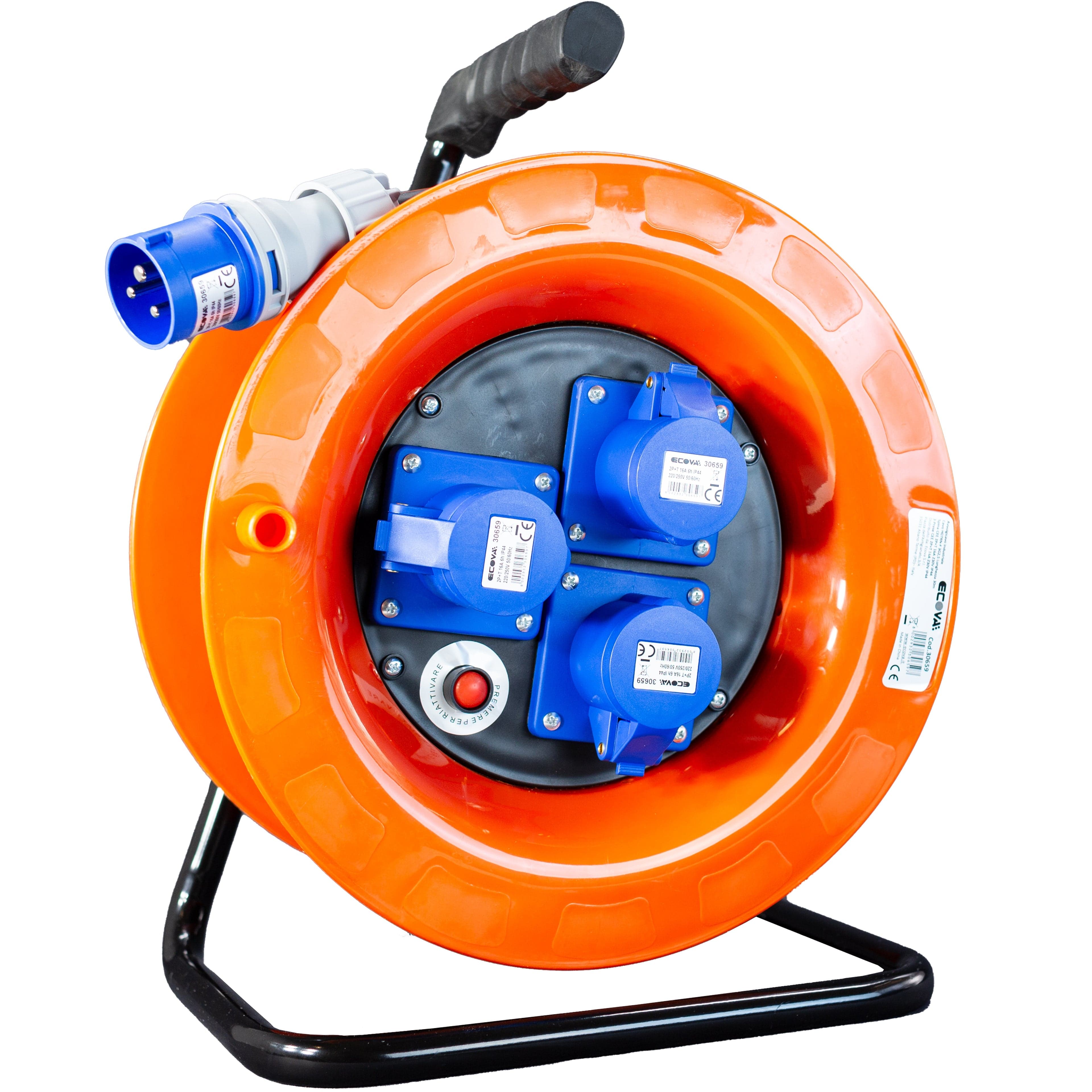 Avvolgicavo industriale IP44 - 3 prese CEE - 30 metri 220V Cavo in Neoprene H07rn-f in Prolunghe CEE Elettrowatt - San Severino Marche, commercioVirtuoso.it