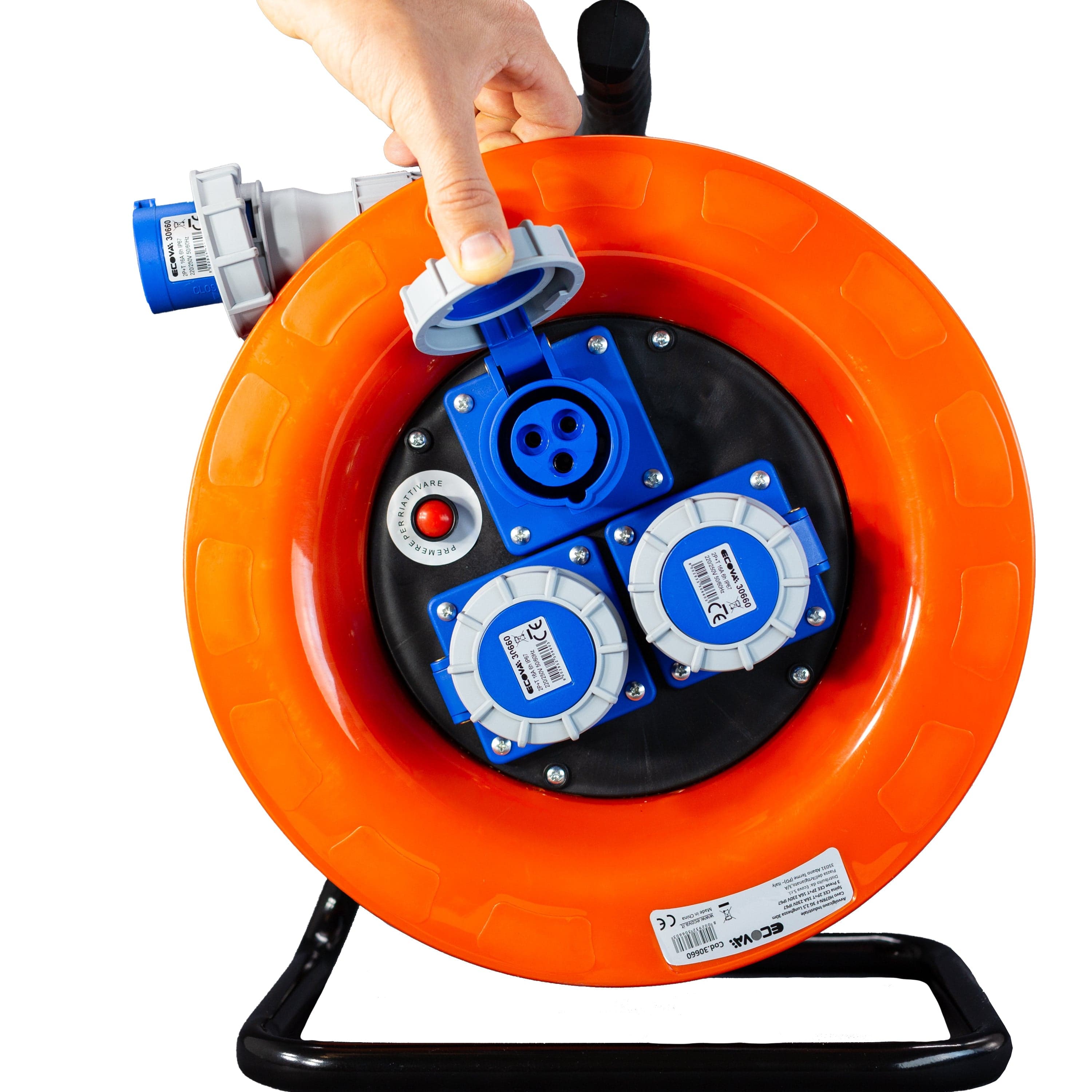 Avvolgicavo industriale IP67 - 3 prese CEE - 30 metri 220V Cavo in Neoprene H07rn-f in Bobine per cavo Elettrowatt - San Severino Marche, commercioVirtuoso.it