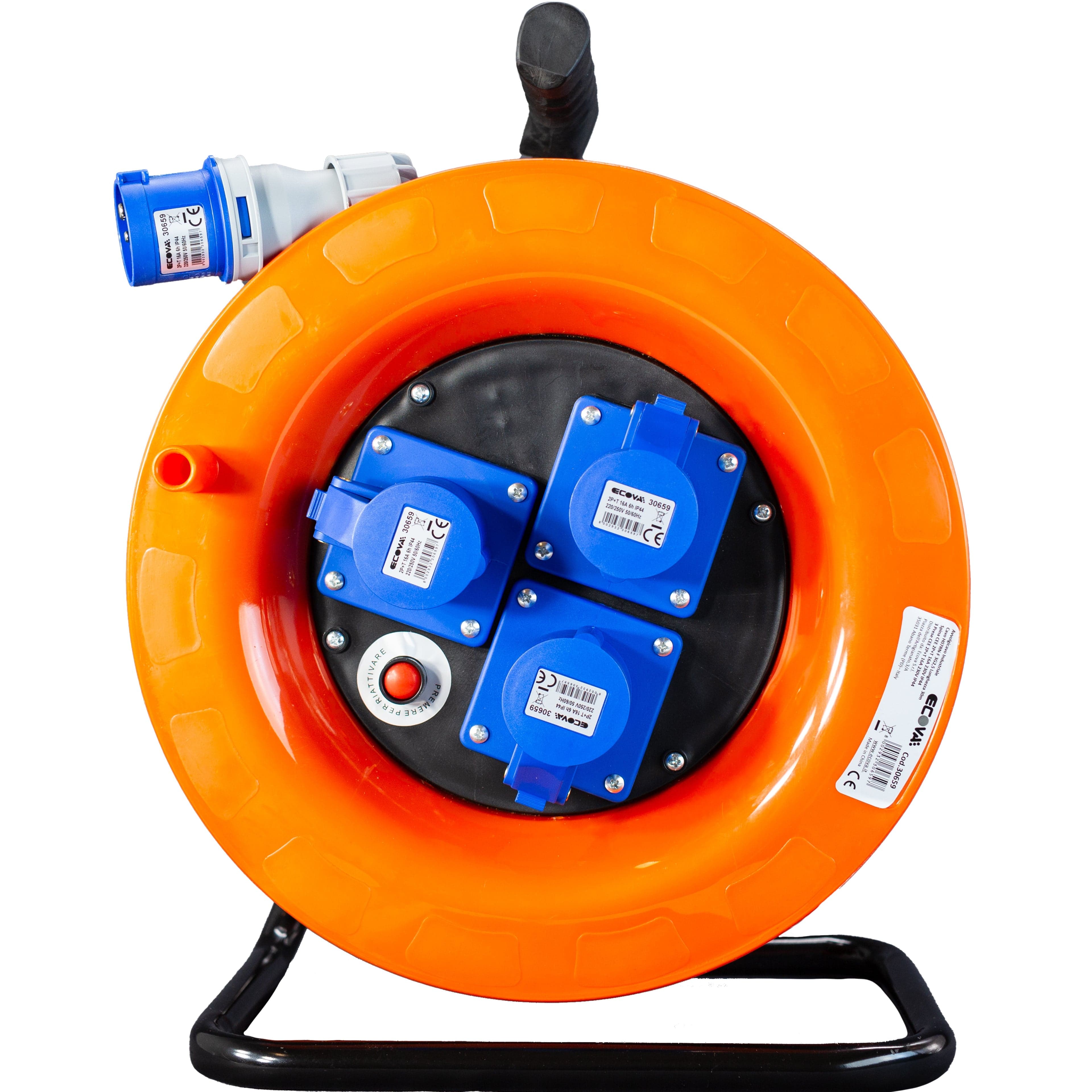 Avvolgicavo industriale IP44 - 3 prese CEE - 30 metri 220V Cavo in Neoprene H07rn-f in Prolunghe CEE Elettrowatt - San Severino Marche, commercioVirtuoso.it
