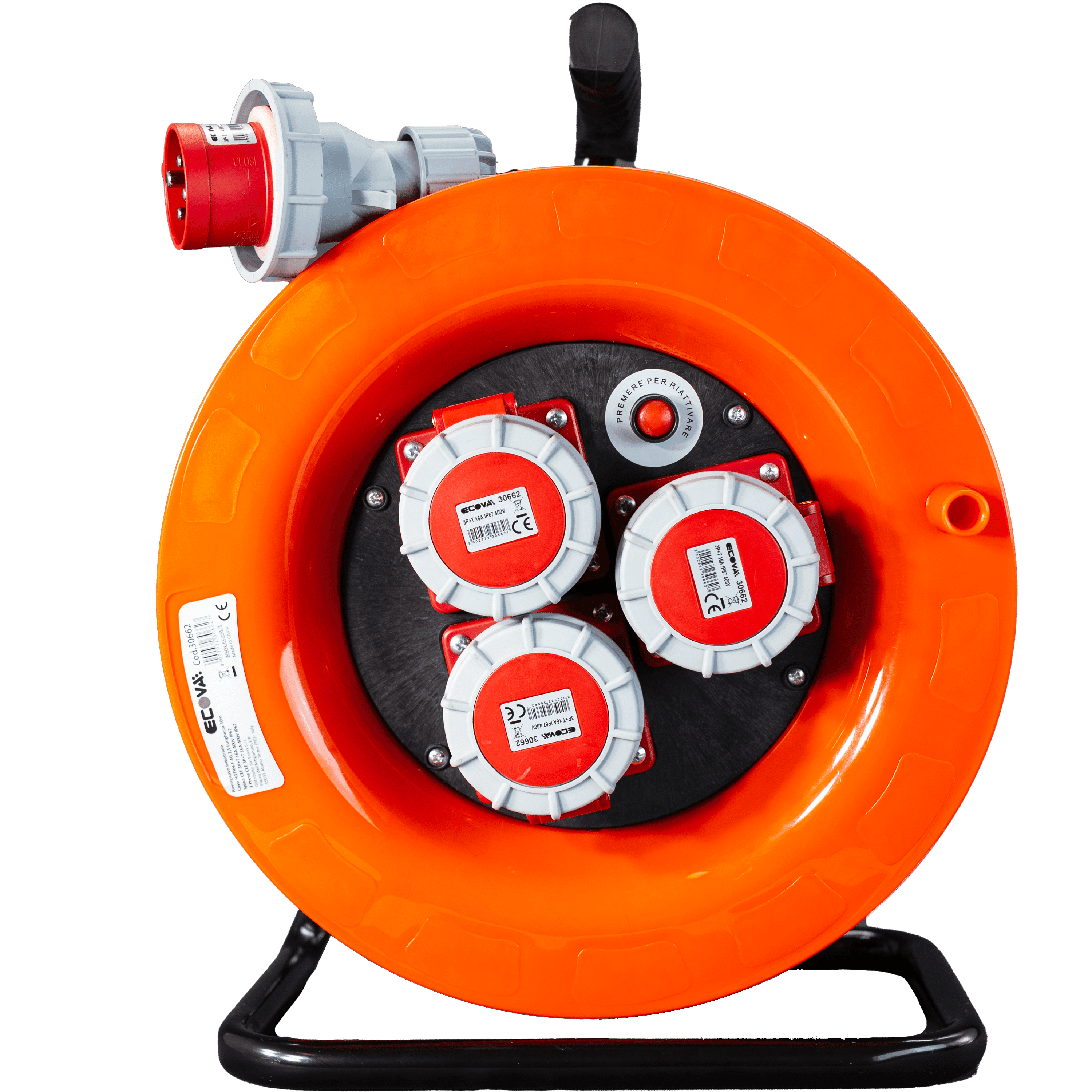 Avvolgicavo industriale IP67 - 3 prese CEE 4 POLI 16A - 30 metri 400V - Cavo in Neoprene H07rn-f in Bobine per cavo Elettrowatt - San Severino Marche, commercioVirtuoso.it