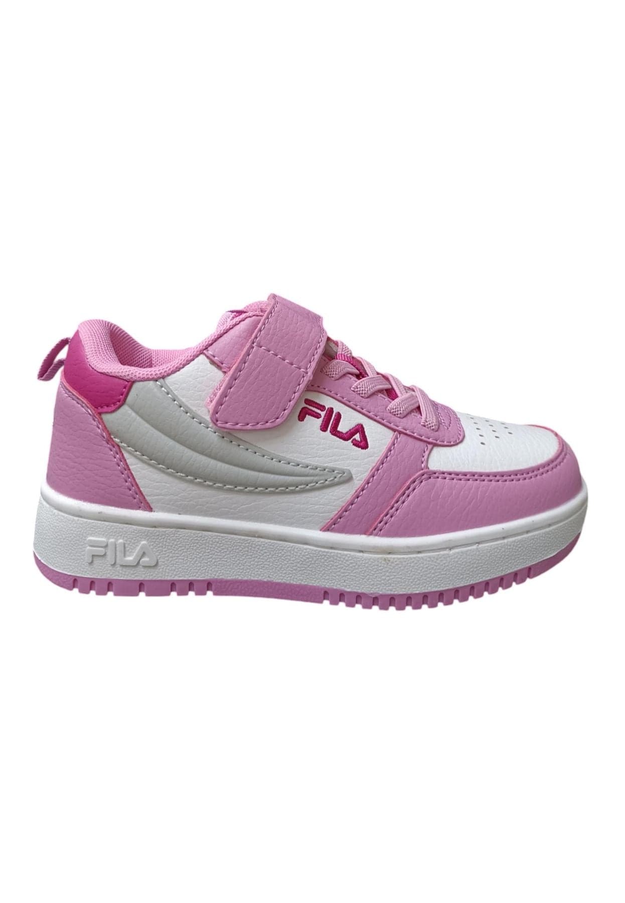Scarpe sneakers Unisex bambini fila REGA  bianco-nero-celeste-grigio laccio elastico e velcro - 21