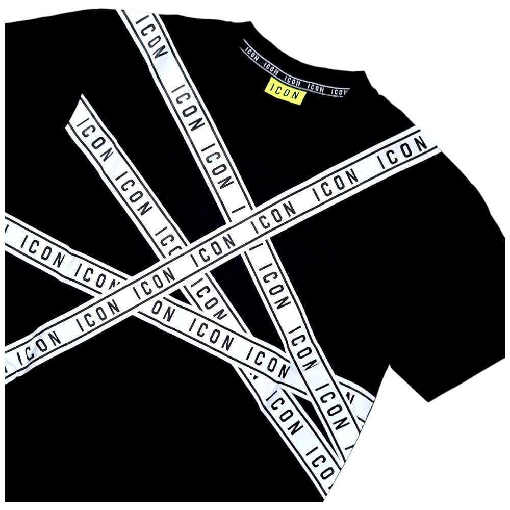 ICON t-shirt nera stampa a strisce ICUS2S5T033 T-shirt ICON