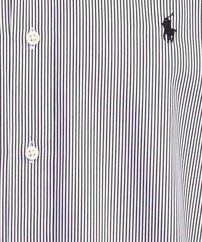 Camicia Ralph Lauren Uomo a righe Black/White Colletto Button Down con Maniche lunghe e Logo Ricamato in Camicie casual Euforia - Bronte, commercioVirtuoso.it