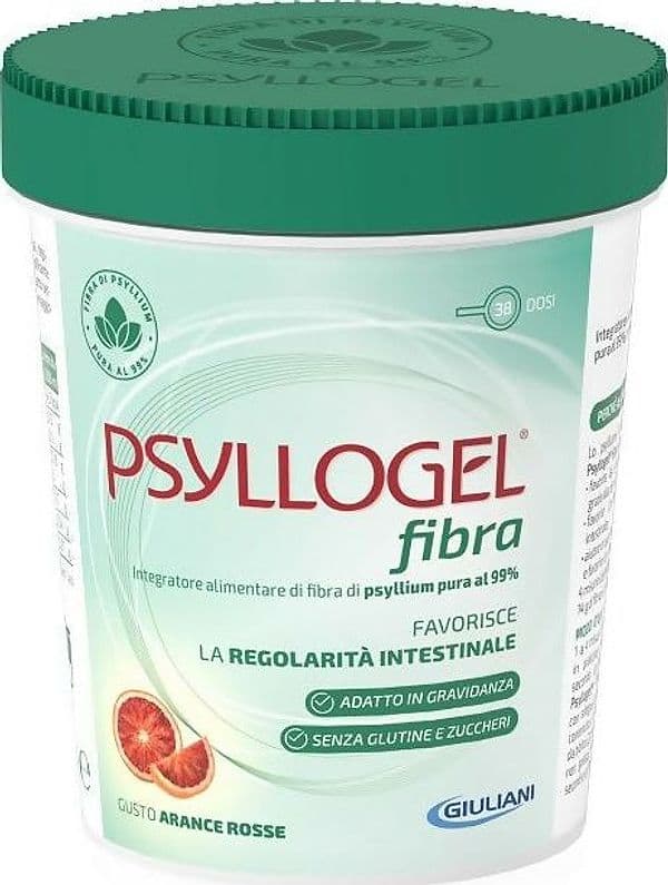 Psyllogel fibra integratore regolarità intestinale arance rosse, 170g - integratore alimentare di fibra di psyllium pura al 99%
