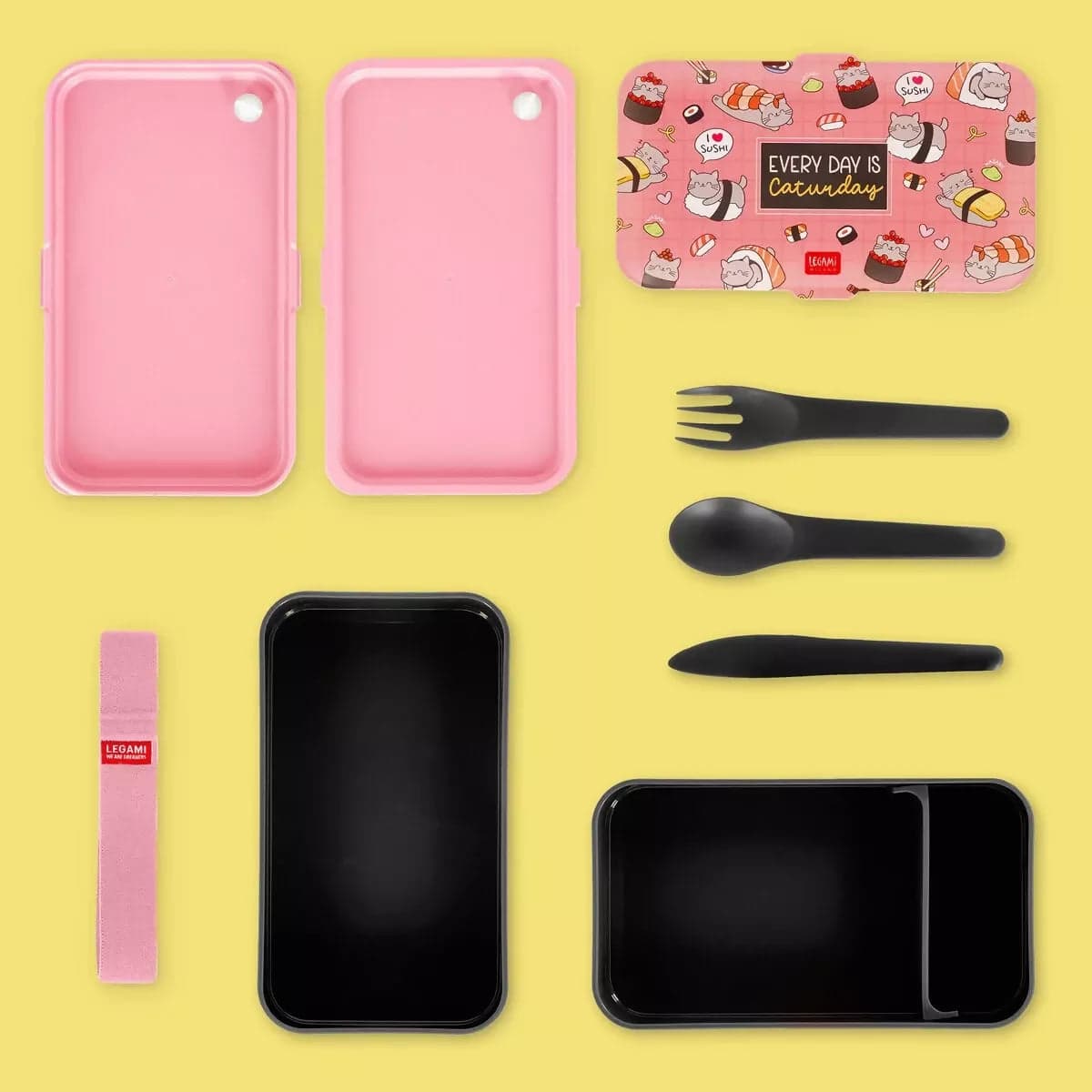 Contenitore Porta Pranzo 1200 ml - Sushi Cat - Lunch Box in Carta Cartoleria Deja Vu - Crotone, commercioVirtuoso.it