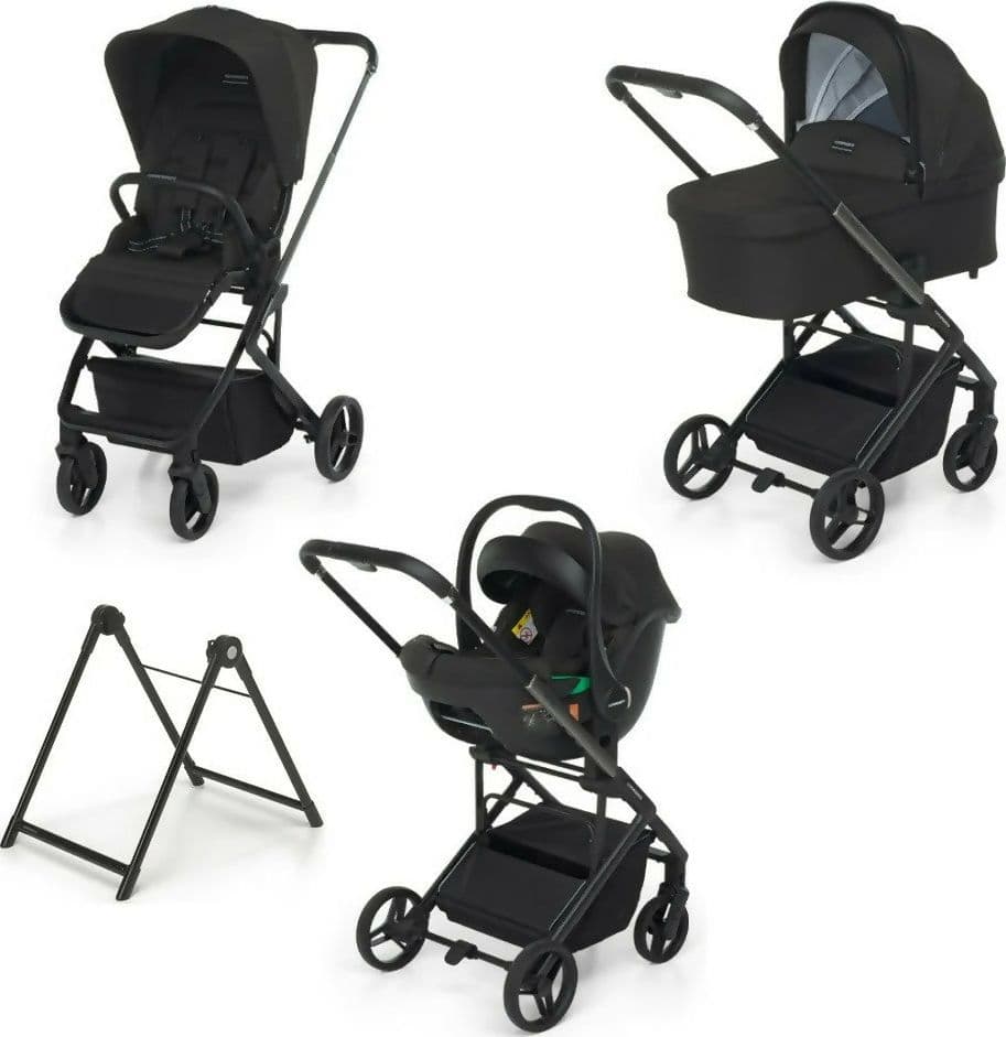 FOPPAPEDRETTI Sistema Combinato TicToc i-Size colore Ebony - trio full - navicella, passeggino, ovetto seggiolino auto, base Elevo