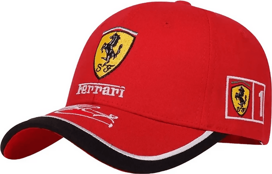 Cappello Ferrari unisex in tinta unica di colore rosso e nero, cappello sportivo scuderia ferrari team
