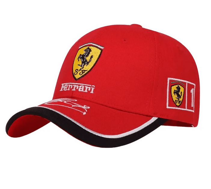 Cappello Ferrari unisex in tinta unica di colore rosso e nero, cappello sportivo scuderia ferrari team