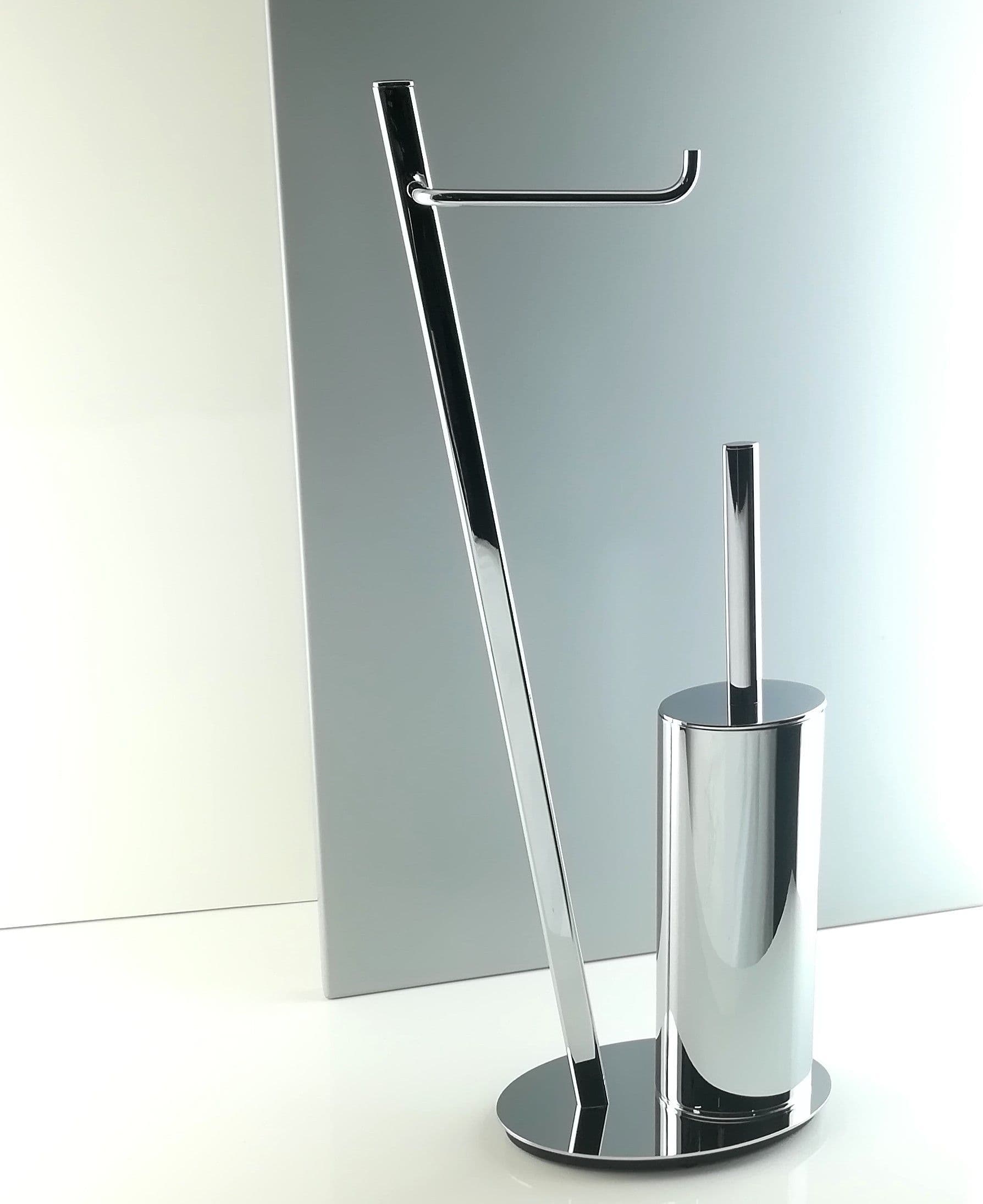 Piantana bagno water in ottone cromato design ovale inclinato - piantana bagno in Scopini e porta scopini Bottiglioni - Colle di Val d’Elsa, commercioVirtuoso.it
