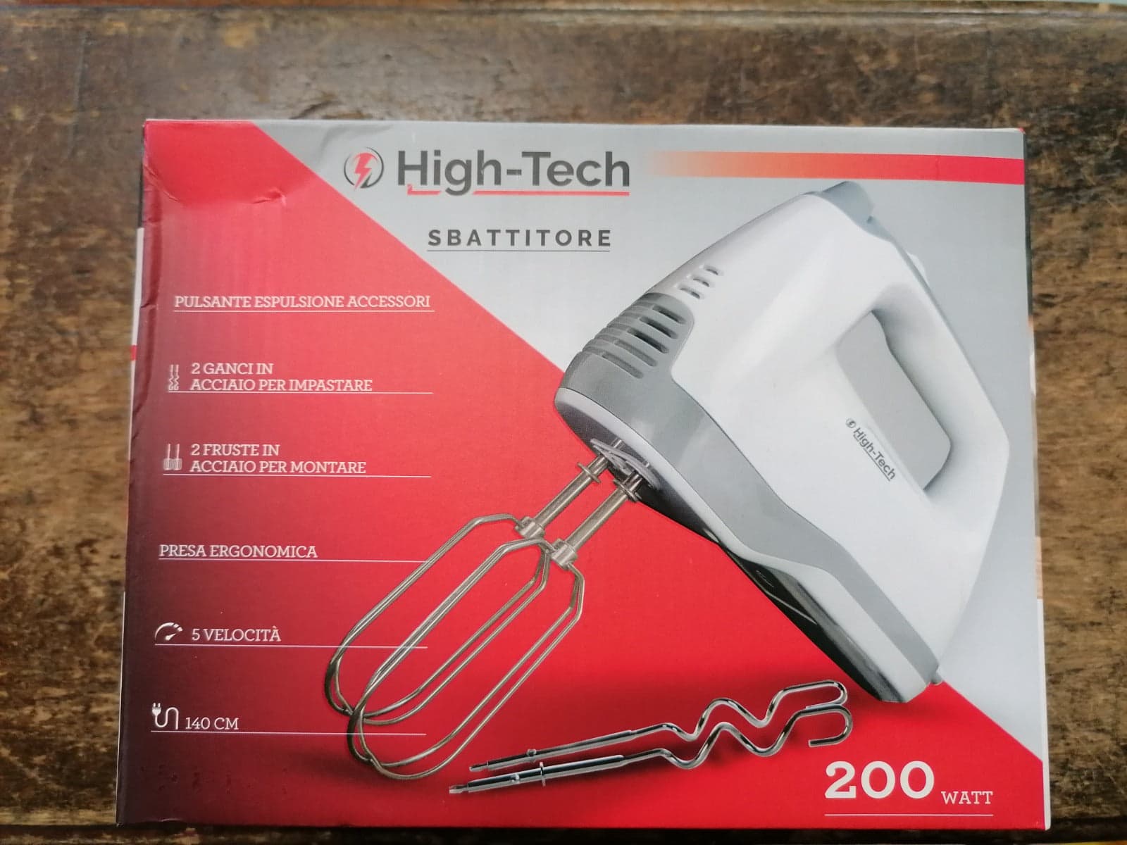 HIGH-TECH - SBATTITORE ELETTRICO 2 FRUSTE +2 GANCI 5 VELOCITA' 200 WATT in Sbattitori elettrici Stockdoc - Terni, commercioVirtuoso.it