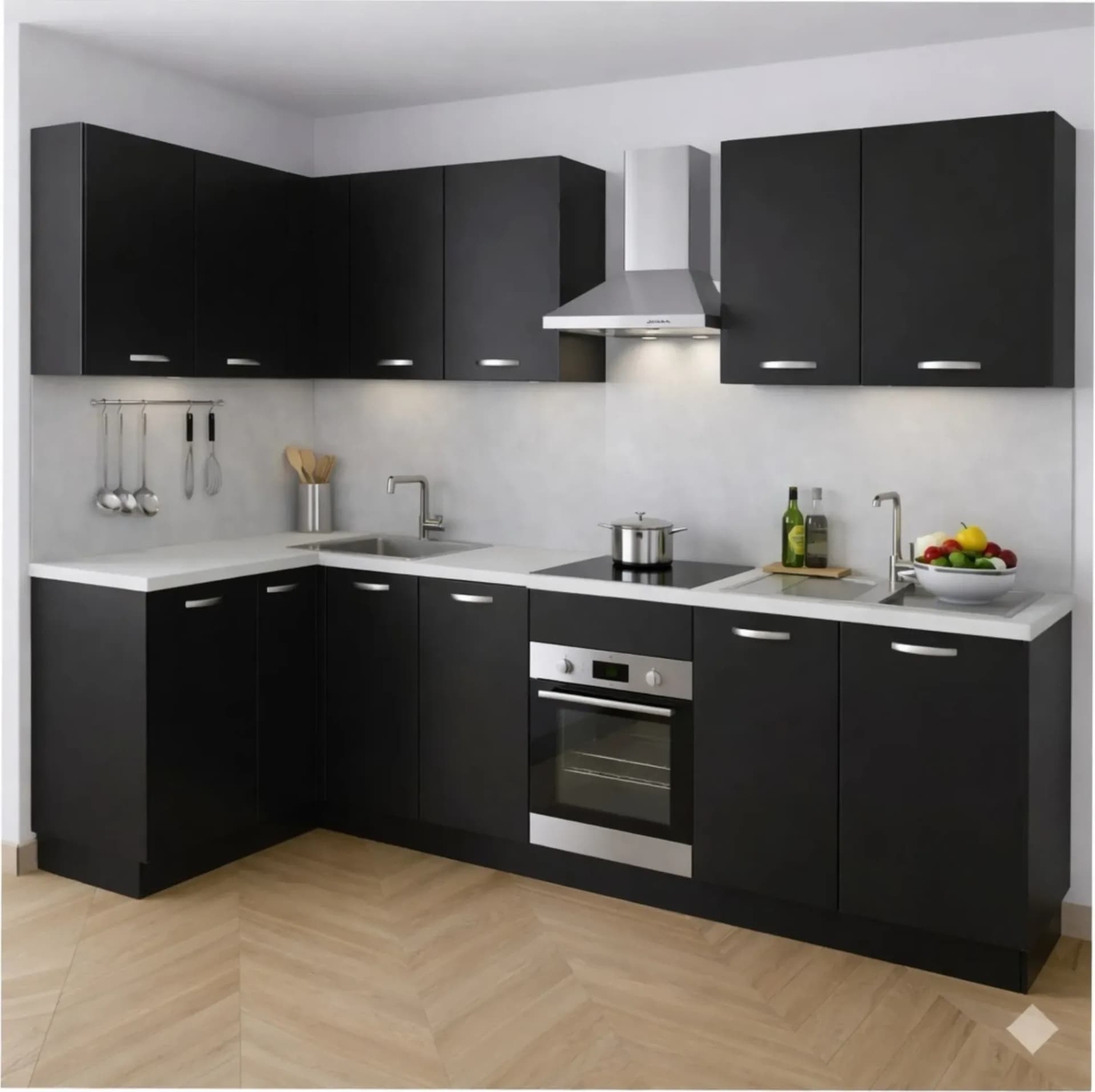 Pensile Cucina in Legno Nobilitato Nero con 1 Anta Altezza 72 cm in prodotto Calandrelli - Napoli, commercioVirtuoso.it
