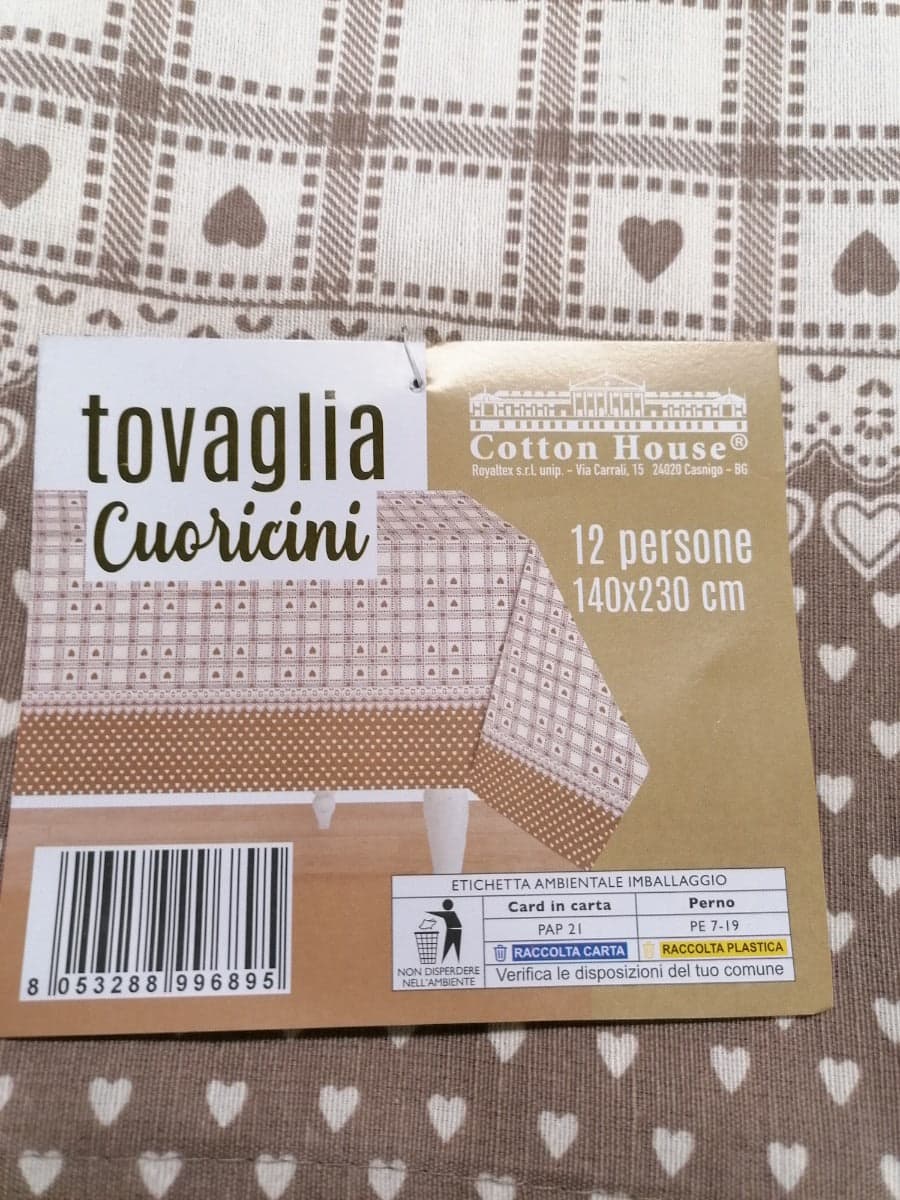 COTTON HOUSE - TOVAGLIA PER 12 PERSONE 140X230 CM CUORICINI IN COTONE in Tovaglie Stockdoc - Terni, commercioVirtuoso.it