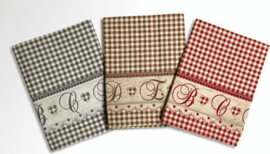 COTTON HOUSE - TOVAGLIA PER 12 PERSONE 140X230 CM LETTERE E QUADRETTI IN COTONE