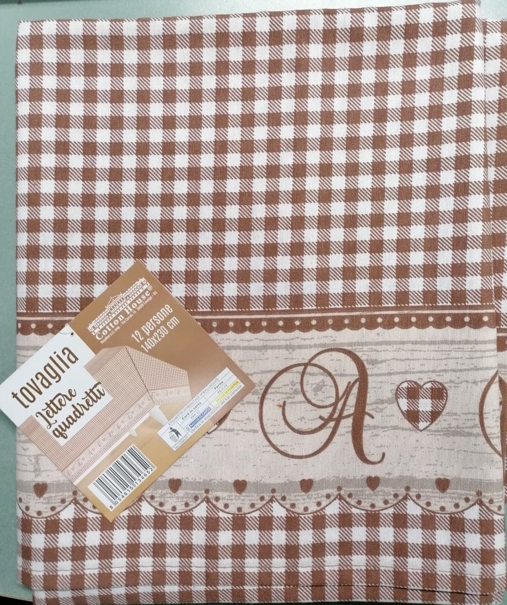 COTTON HOUSE - TOVAGLIA PER 12 PERSONE 140X230 CM LETTERE E QUADRETTI IN COTONE in Tovaglie Stockdoc - Terni, commercioVirtuoso.it