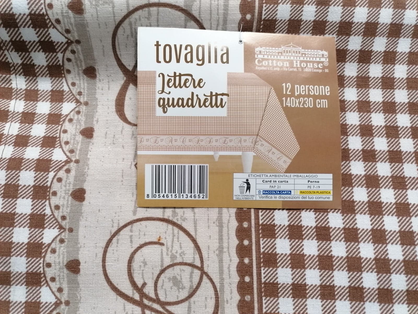 COTTON HOUSE - TOVAGLIA PER 12 PERSONE 140X230 CM LETTERE E QUADRETTI IN COTONE in Tovaglie Stockdoc - Terni, commercioVirtuoso.it