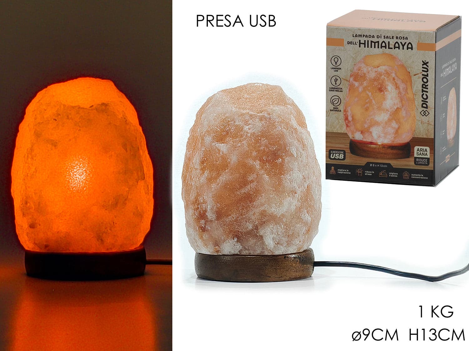 Lampada Sale dell'Himalaya Ø9cm  x Altezza 13cm