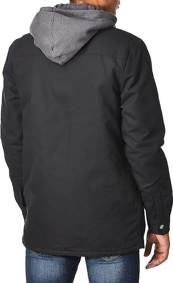 Dickies Men's Fleece Hooded Duck Shirt Jacket with Hydroshield, Black, MD in Giacche 3A Moda Mare Sport - Bellaria Igea Marina, commercioVirtuoso.it
