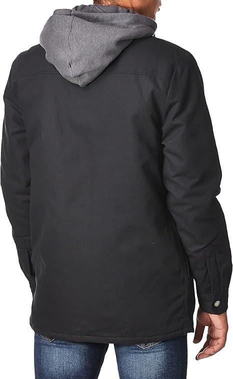 Dickies Men's Fleece Hooded Duck Shirt Jacket with Hydroshield, Black, MD in Giacche 3A Moda Mare Sport - Bellaria Igea Marina, commercioVirtuoso.it