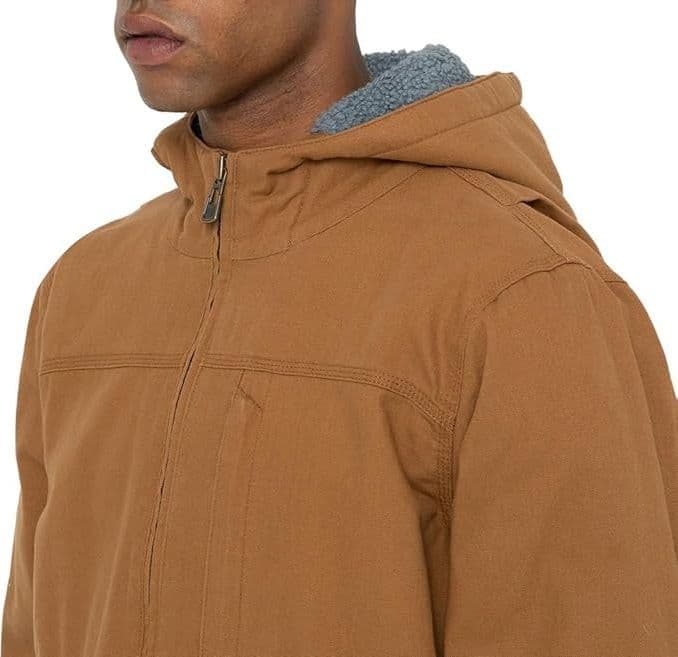 Dickies Uomo, Giacca con cappuccio in cotone d'anatra foderata in sherpa, MARRONE DUCATO in Giacche 3A Moda Mare Sport - Bellaria Igea Marina, commercioVirtuoso.it