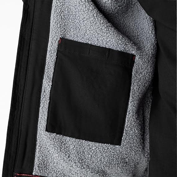Dickies Uomo, Giacca con cappuccio in cotone d'anatra foderata in sherpa, NERO RISCIACQUATO in Giacche 3A Moda Mare Sport - Bellaria Igea Marina, commercioVirtuoso.it