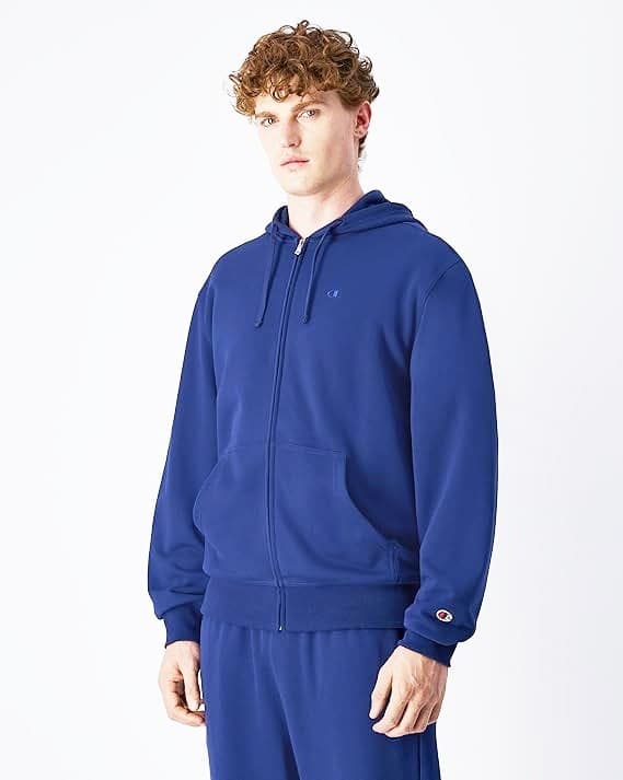 Champion FULL ZIP HOODIE SWEATSHIRT Heavy Soft Compact Spring Poly Terry Blu Navi Uomo in Felpe con cappuccio 3A Moda Mare Sport - Bellaria Igea Marina, commercioVirtuoso.it