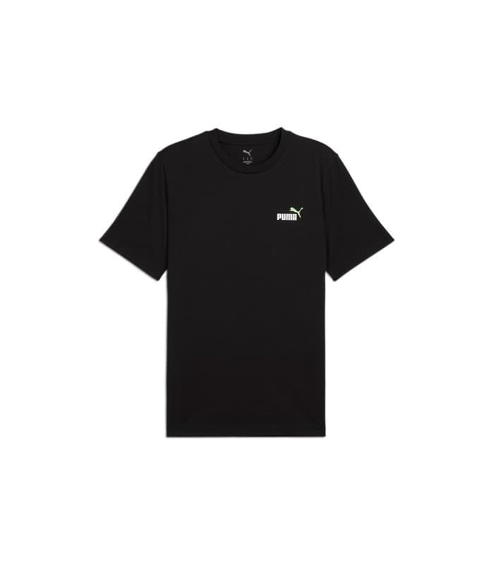 PUMA Ess 2 col Small Logo Tee Maglietta, Puma Black-Spring Fern, Unisex-Adulto