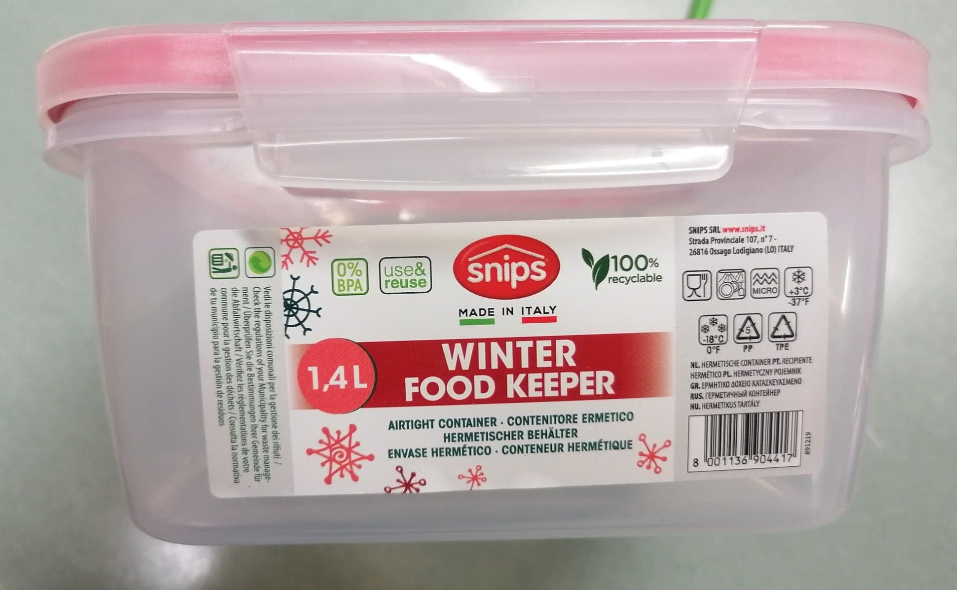 SNIPS - CONTENITORE ERMETICO 1,4 LT SWEET WINTER TIME in Set di contenitori per alimenti Stockdoc - Terni, commercioVirtuoso.it