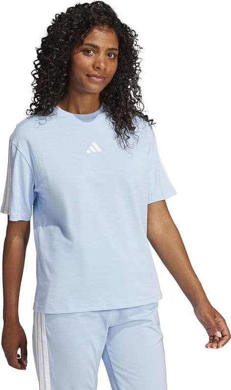 adidas Donna Essentials 3-Stripes Boyfriend T-Shirt, Glow Blue/White in T-Shirt 3A Moda Mare Sport - Bellaria Igea Marina, commercioVirtuoso.it