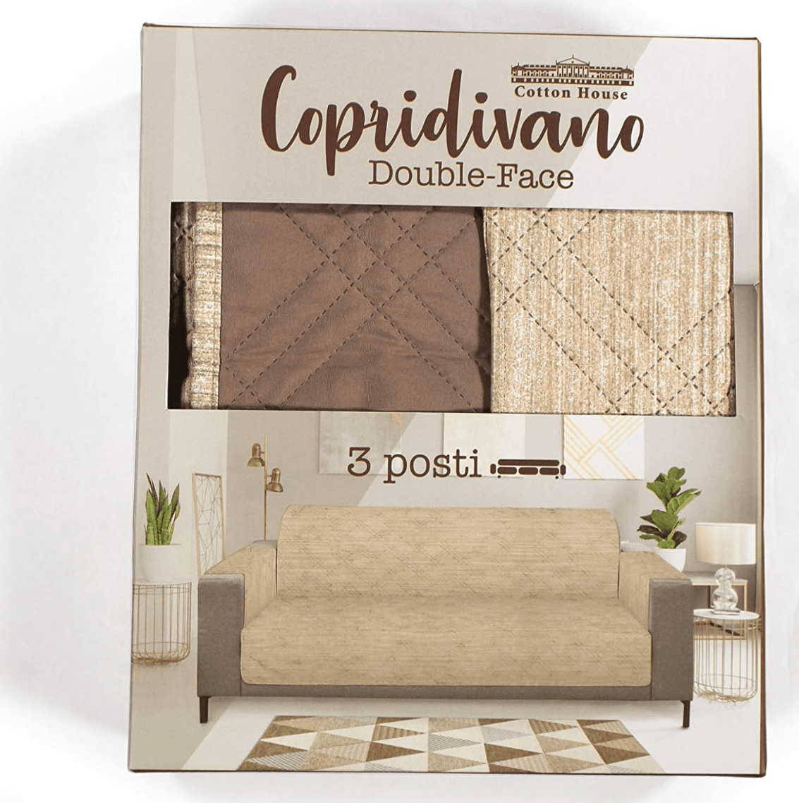 COTTON HOUSE - SALVADIVANO DOUBLE FACE 3 POSTI 185X85CM TORTORA