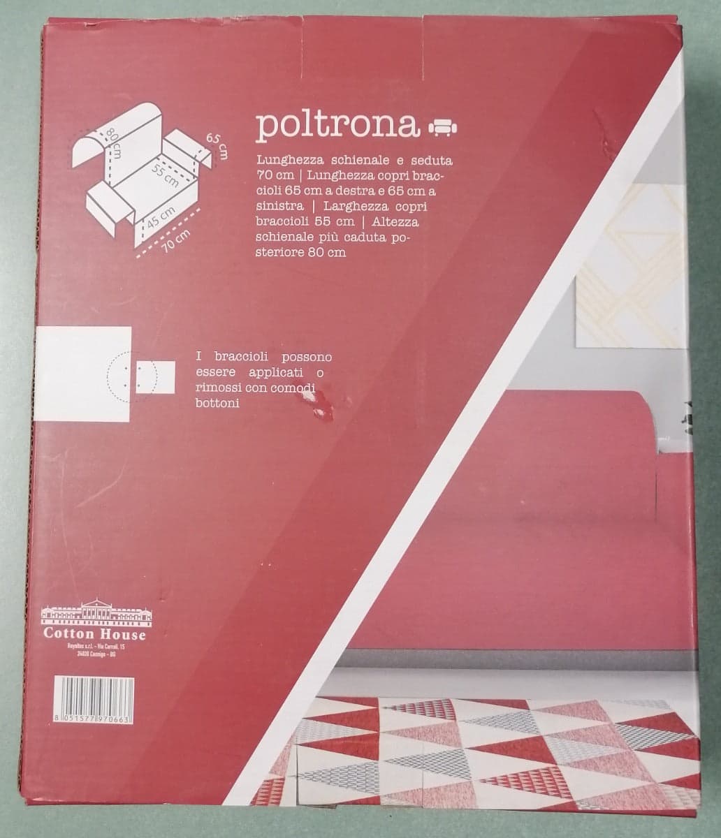 COTTON HOUSE - SALVAPOLTRONA DOUBLE FACE 80X45CM ROSSA in Fodere copridivano Stockdoc - Terni, commercioVirtuoso.it