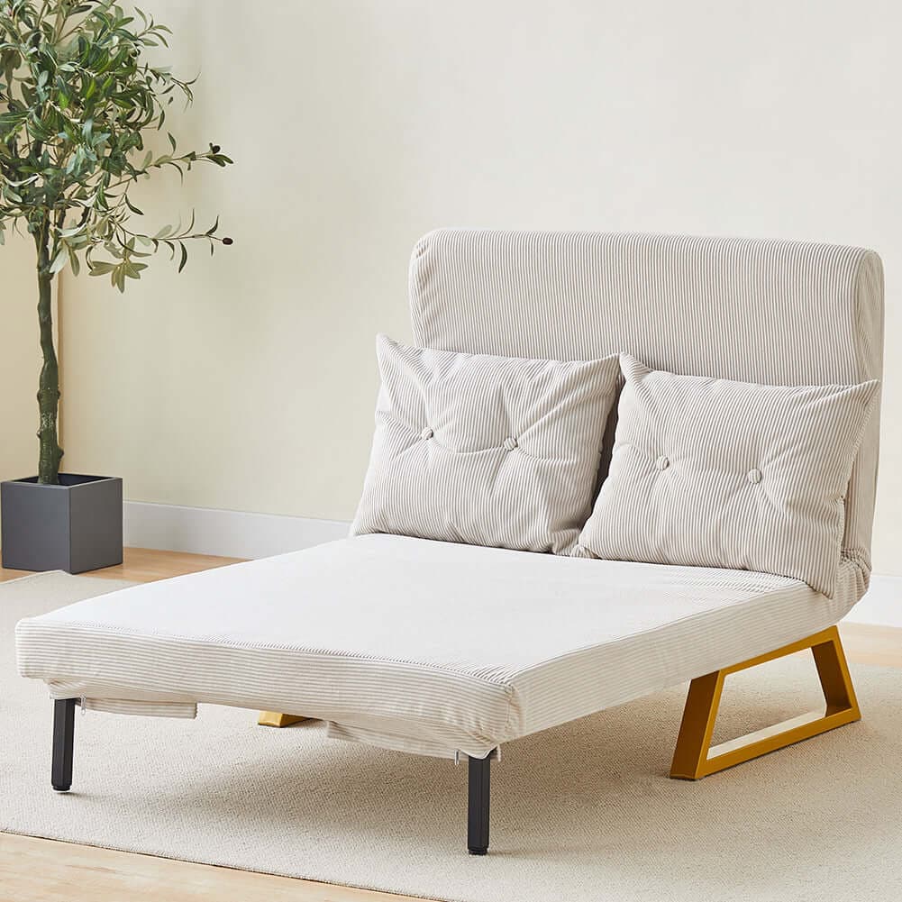 Poltrona Letto Reclinabile 2 Posti Chaise Lounge in Velluto Convertibile Crema in Poltrone relax et chaise longue Esplodia - Napoli, commercioVirtuoso.it
