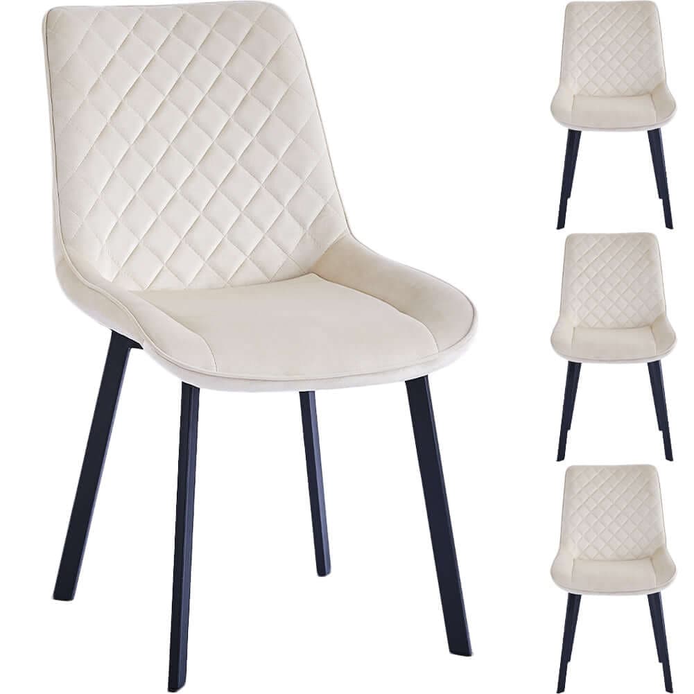Set 4 Sedie da Pranzo Rivestimento Velluto Beige Sedia Ufficio Casa Ergonomica