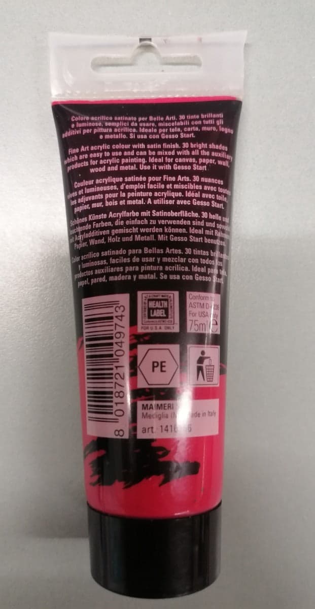 MAIMERI - COLORE ACRILICO ROSSO CARMINIO 75ml in Colori Stockdoc - Terni, commercioVirtuoso.it