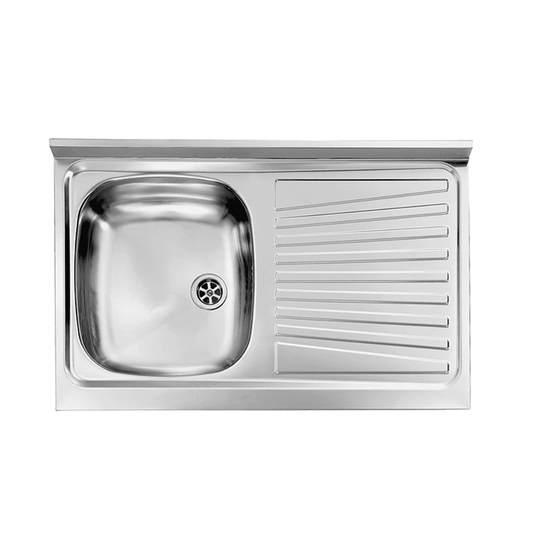 Lavello Da Appoggio Per Cucina 80x50 Cm In Acciaio Inox Vasca SX + Gocciolatoio