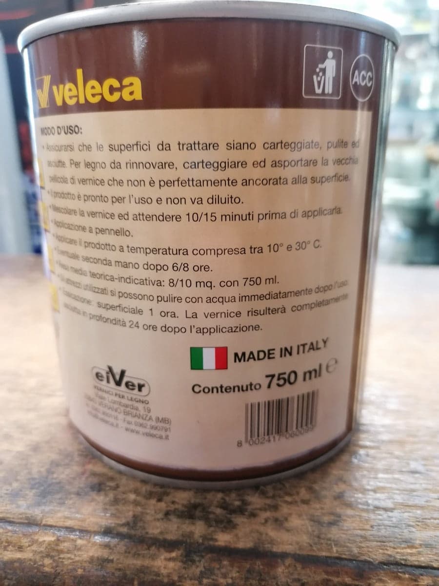 VELECA - VERNICE TRASPARENTE CERATA PER PORTE E FINESTRE 750 ML in Vernice Stockdoc - Terni, commercioVirtuoso.it