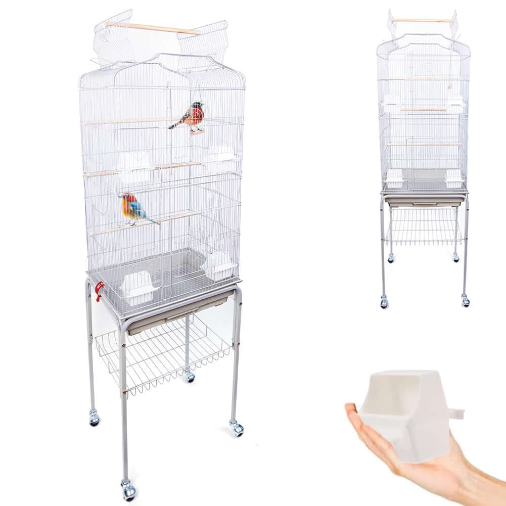 Gabbia Voliera per Uccelli Bianca per Pappagalli con Piedistallo 46 x 36 x 148cm in Distributori di cibo Esplodia - Napoli, commercioVirtuoso.it