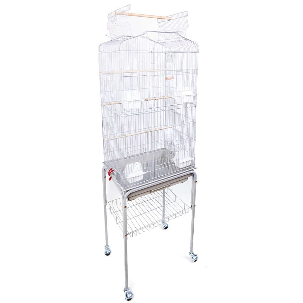 Gabbia Voliera per Uccelli Bianca per Pappagalli con Piedistallo 46 x 36 x 148cm in Distributori di cibo Esplodia - Napoli, commercioVirtuoso.it