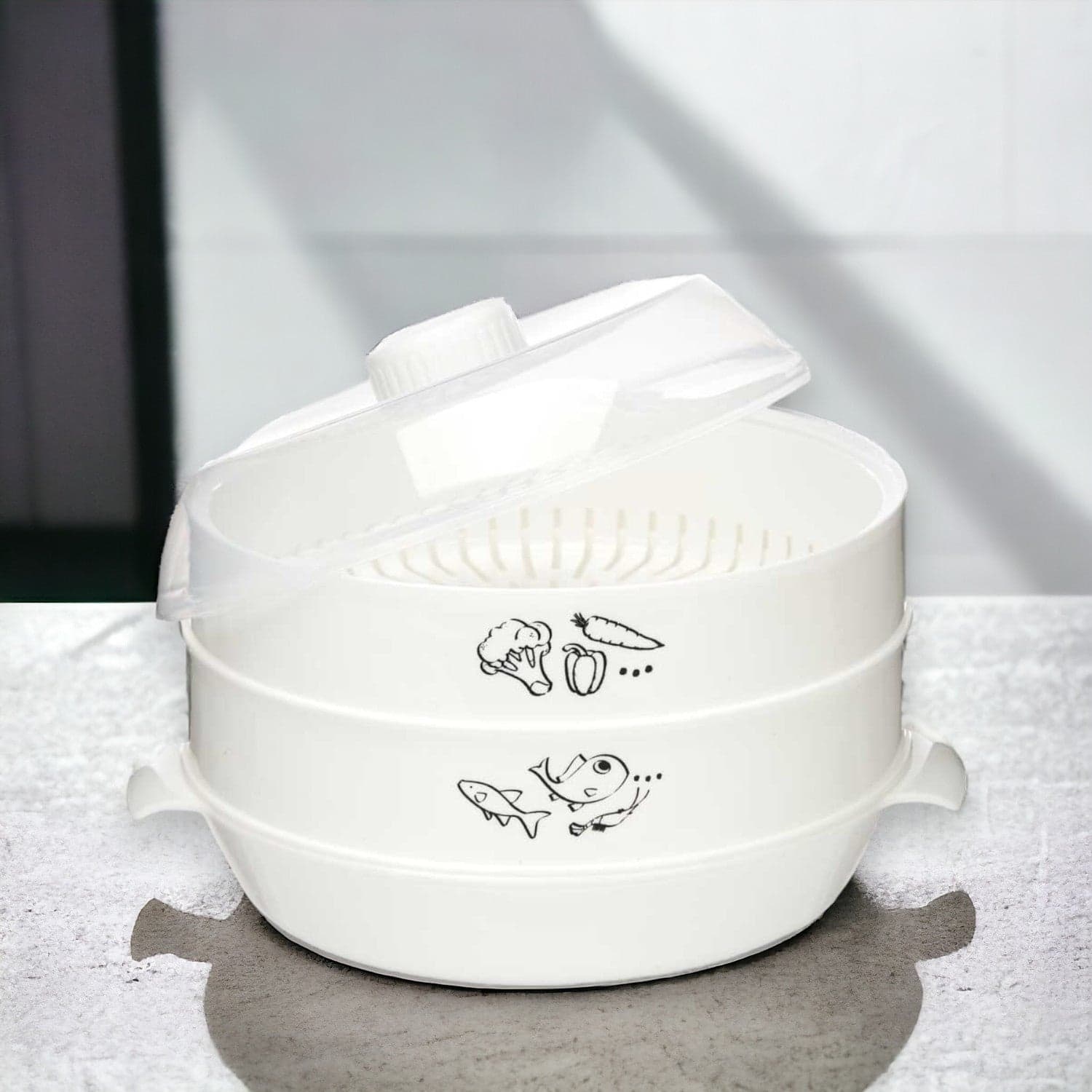 Vaporiera per Microonde 2.4lt Ideale per Cucinare Carne Pesce Verdure 2Livelli in Pentole a pressione Danyx - Casoria, commercioVirtuoso.it