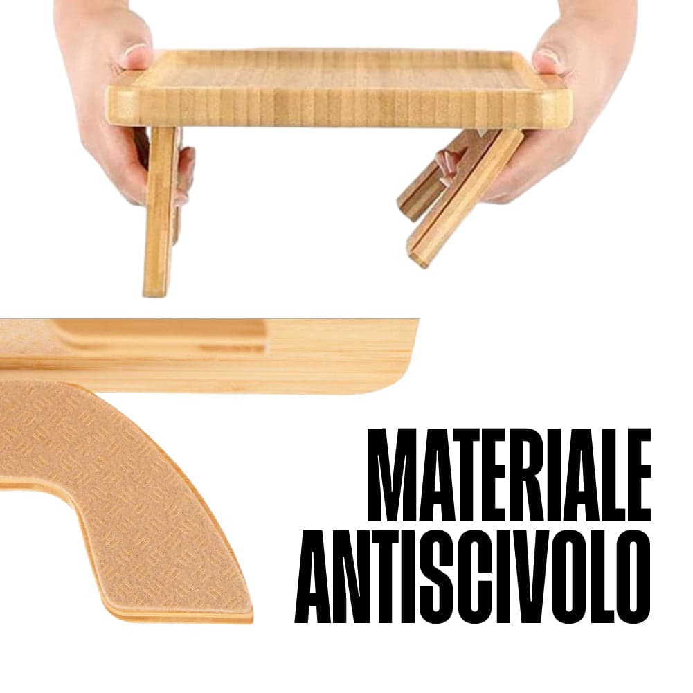 Tavolino per Divano Vassoio in Legno Bambù Per Bracciolo Divano Girevole a 360° in Vassoi per la colazione e da letto Danyx - Casoria, commercioVirtuoso.it