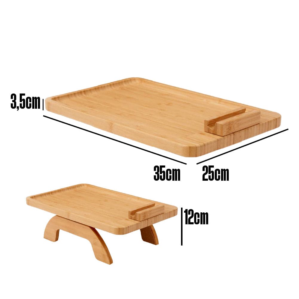 Tavolino per Divano Vassoio in Legno Bambù Per Bracciolo Divano Girevole a 360° in Vassoi per la colazione e da letto Danyx - Casoria, commercioVirtuoso.it