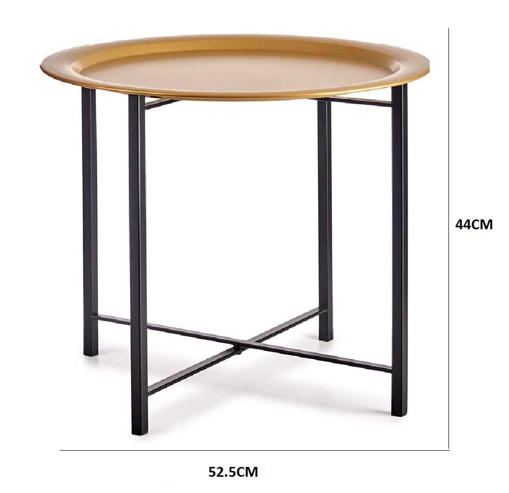 Tavolino da Salotto con Vassoio Tondo Moderno 52,5 x 44 x H52,5 cm Nero-Oro in Tavolini da caffè Danyx - Casoria, commercioVirtuoso.it