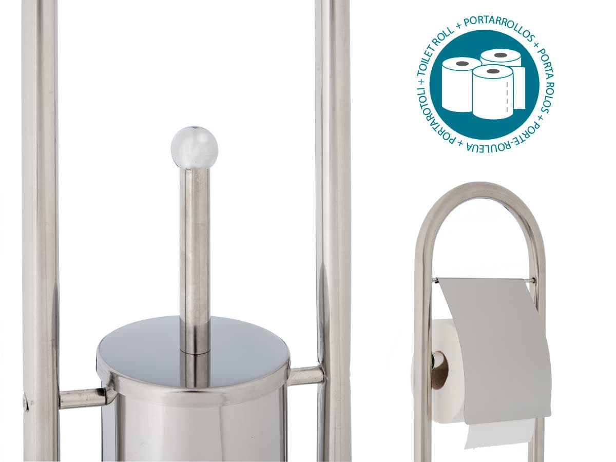 Piantana Bagno Porta Rotolo Porta Scopino Cromato H. 80 cm Salvaspazio in Scopini e porta scopini Danyx - Casoria, commercioVirtuoso.it