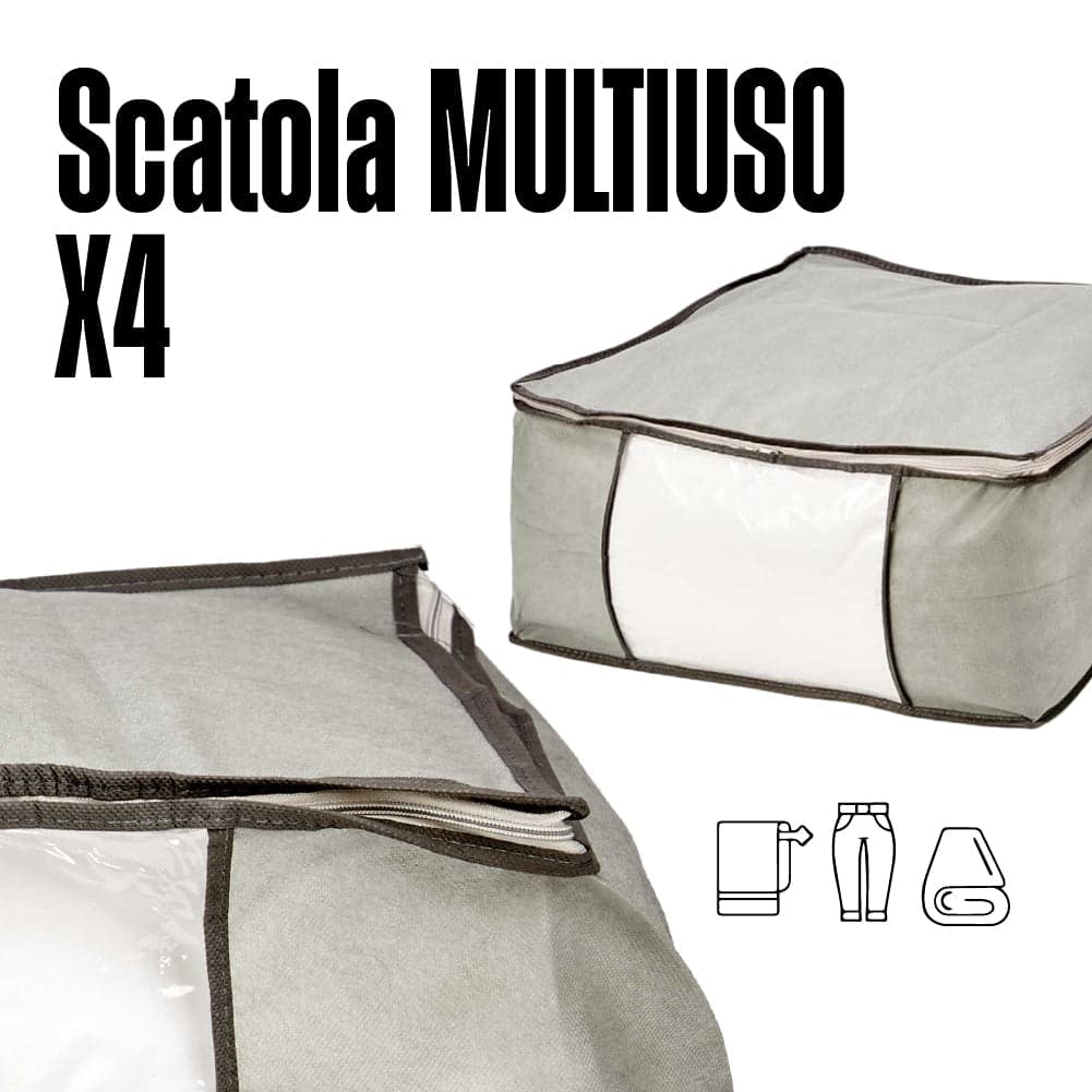 Scatole Kit 4pz Contenitori Indumenti Piumoni Vestiti Organizer Armadio 45X45X20 in Contenitori sottoletto Danyx - Casoria, commercioVirtuoso.it