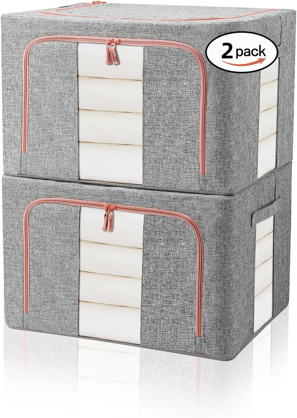 Scatole per Armadio 2pz 50x40x33cm Storage Box Struttura Metallo Pieghevole 2col in Contenitori sottoletto Danyx - Casoria, commercioVirtuoso.it
