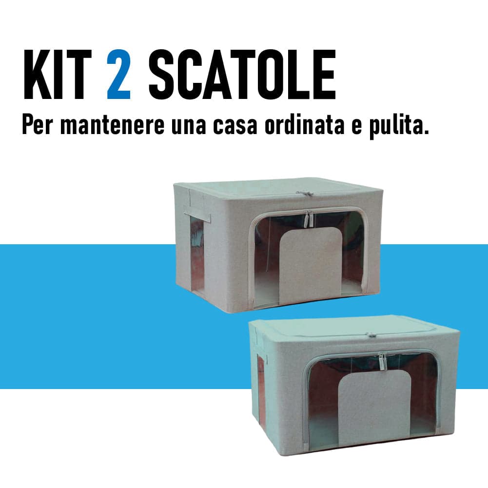 Scatole per Armadio 2pz 60x42x35cm Storage Box Struttura Metallo Pieghevole 2col in Contenitori sottoletto Danyx - Casoria, commercioVirtuoso.it