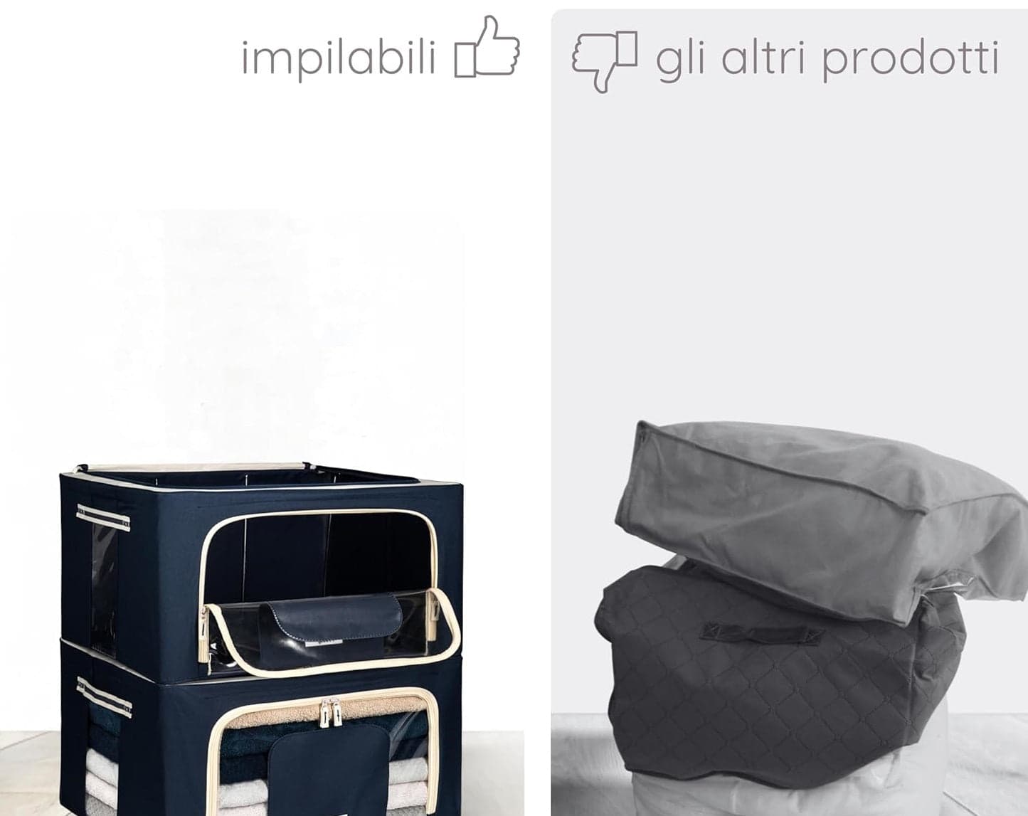 Scatole per Armadio 2pz 60x42x35cm Storage Box Struttura Metallo Pieghevole 2col in Contenitori sottoletto Danyx - Casoria, commercioVirtuoso.it
