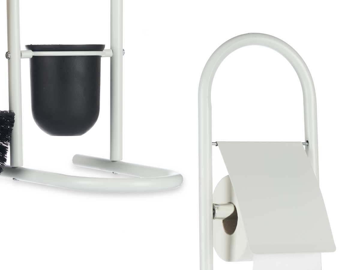 Piantana Portarotolo e Portascopino Metallo Verniciato e Bambù Salvaspazio Bianc in Scopini e porta scopini Danyx - Casoria, commercioVirtuoso.it