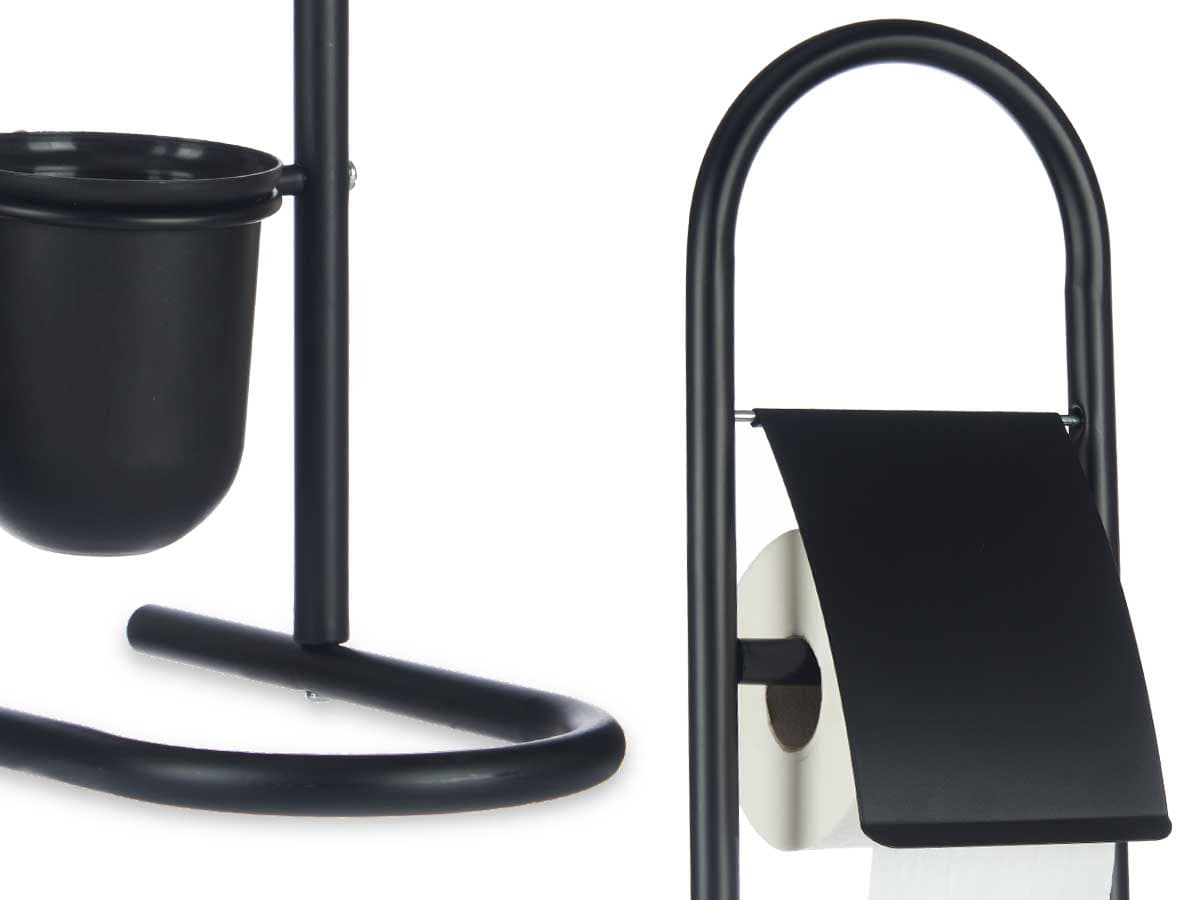 Piantana Portarotolo e Portascopino Metallo Verniciato e Bambù Salvaspazio Nero in Scopini e porta scopini Danyx - Casoria, commercioVirtuoso.it